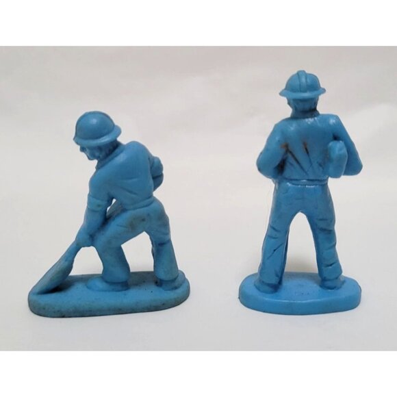 Lot of 2 Vintage Blue Hard Plastic Construction Worker Figures - Picture 3 of 6